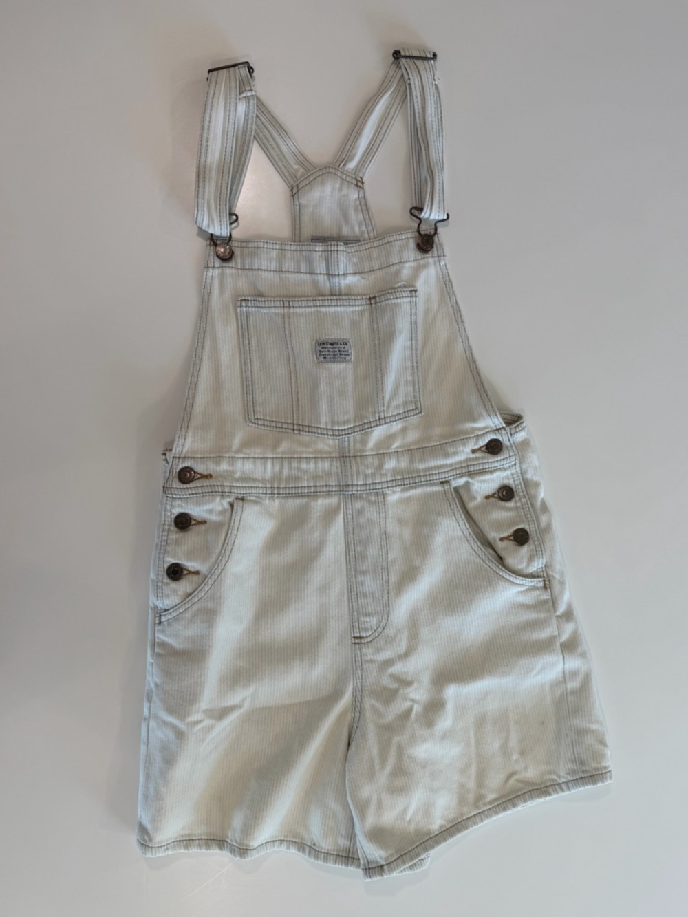 Levi’s Women’s Short Overalls - Lightwash Denim Striped